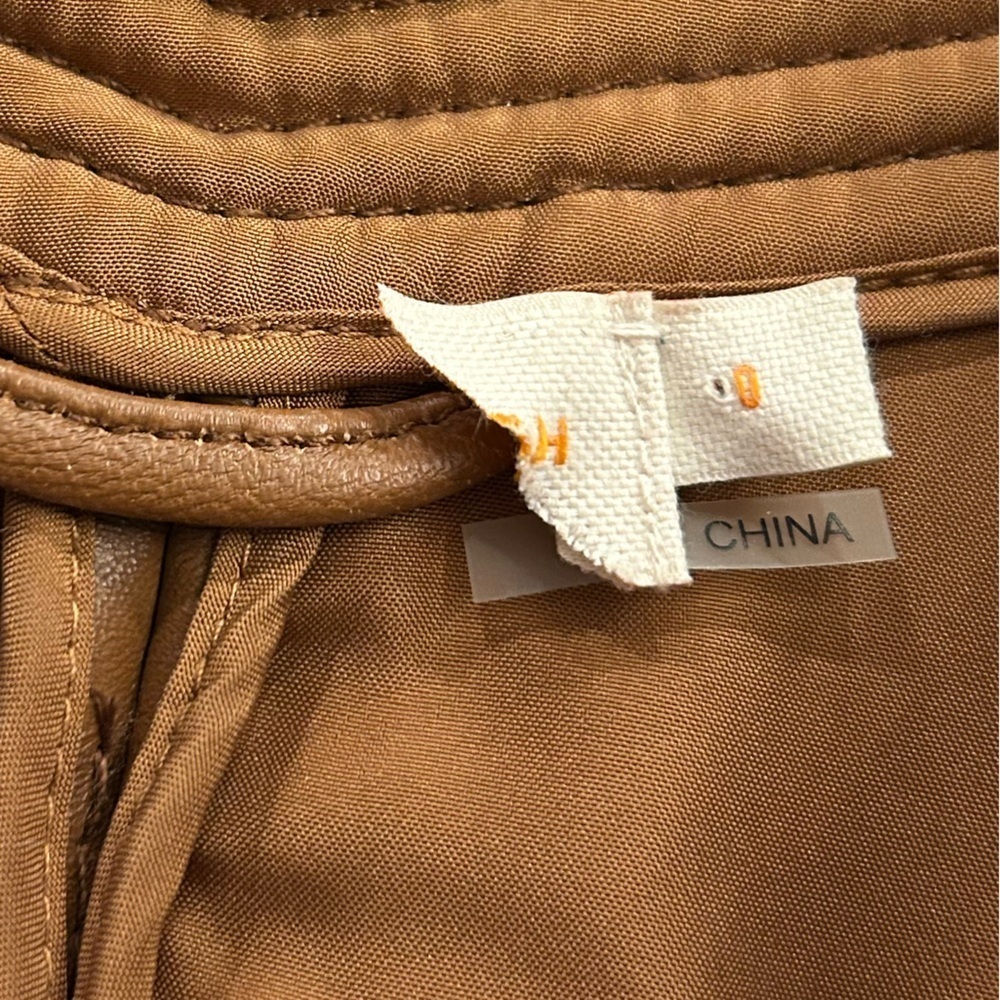 Tory Burch Calista leather riding jacket in Saddle - Picture 8 of 9